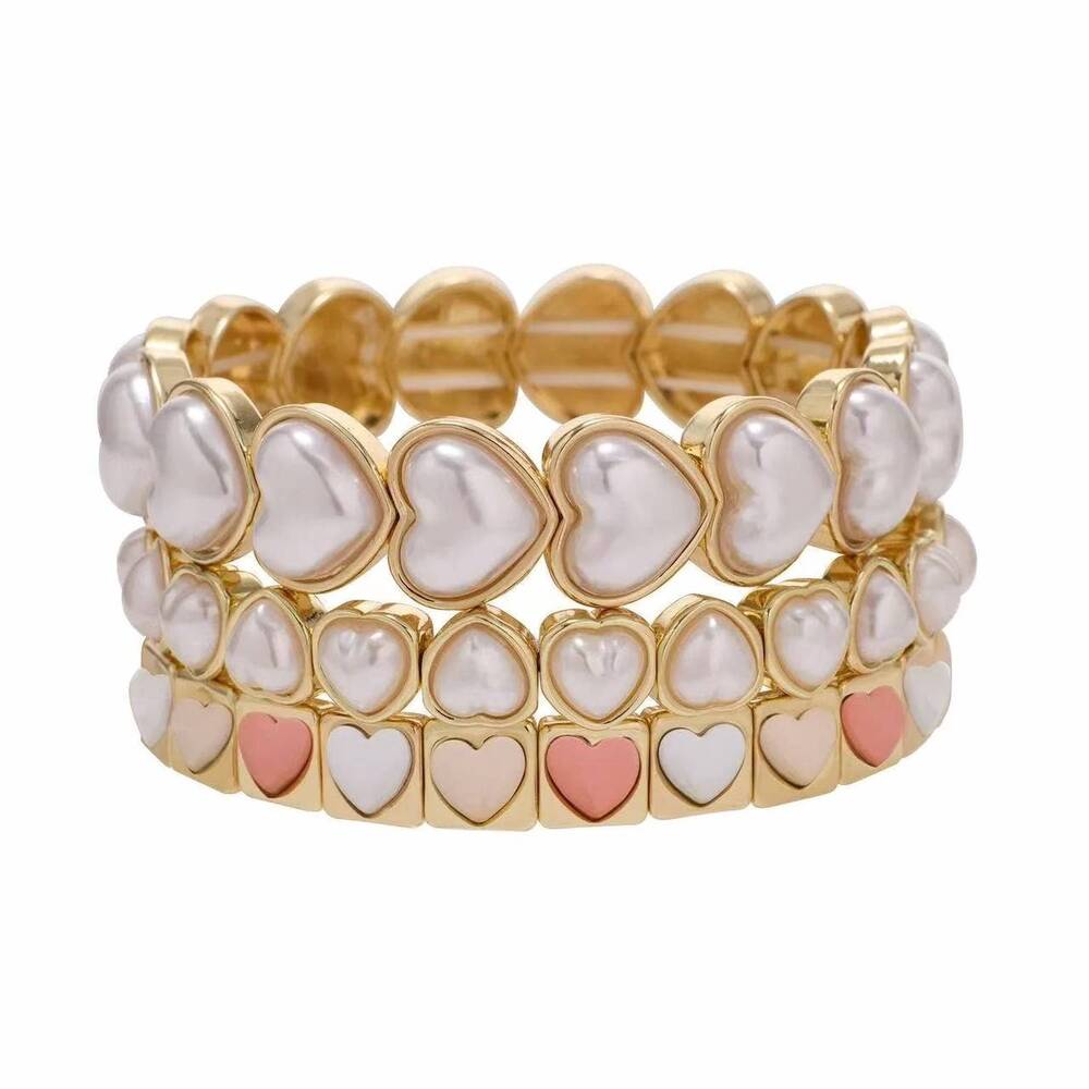 NEW TREASURE JEWELS women's love notes heart stack set in gold